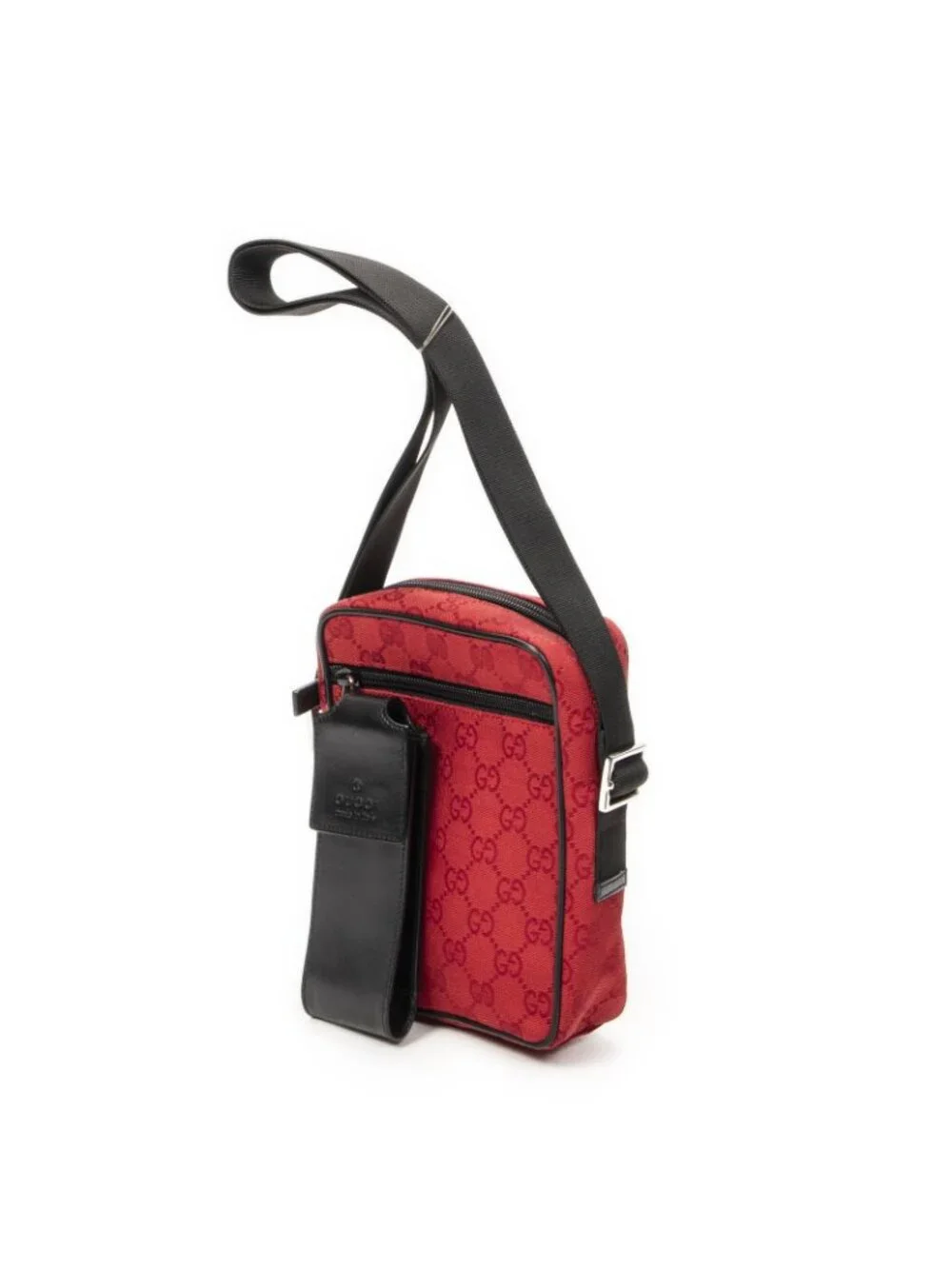 Gucci Square Pochette Crossbody Red Black GG Canvas - Picture 2 of 10